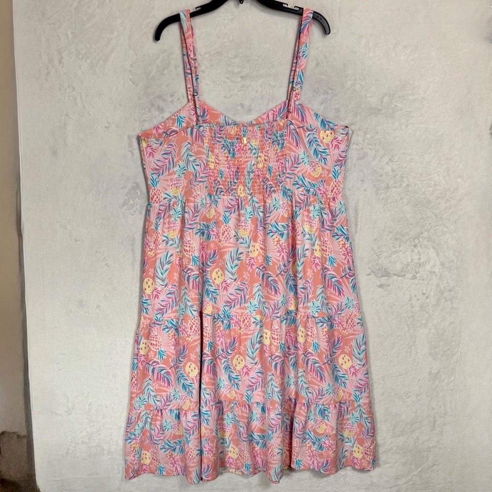 NWT Simply Southern Pineapple Print Midi Dress Size XXL Smocked Back Tiered Boho - Picture 4 of 14